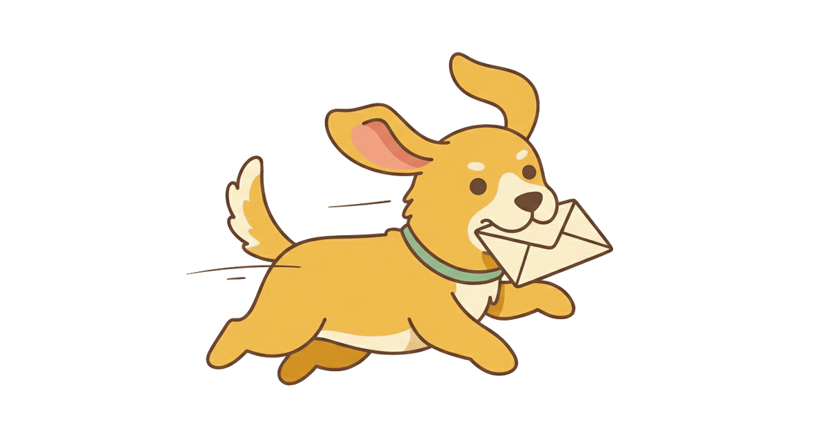 Buddy running with an envelope